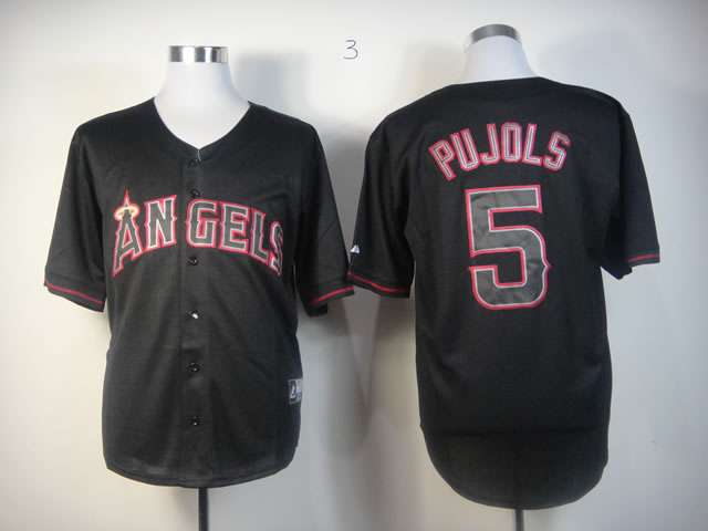 Men Los Angeles Angels 5 Pujols Black MLB Jerseys